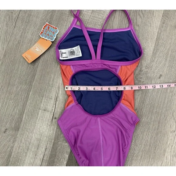 Speedo Vibe Collection Girls One Piece Swimsuit Size 32 (L) Good Vibes Only NWT - Picture 6 of 11